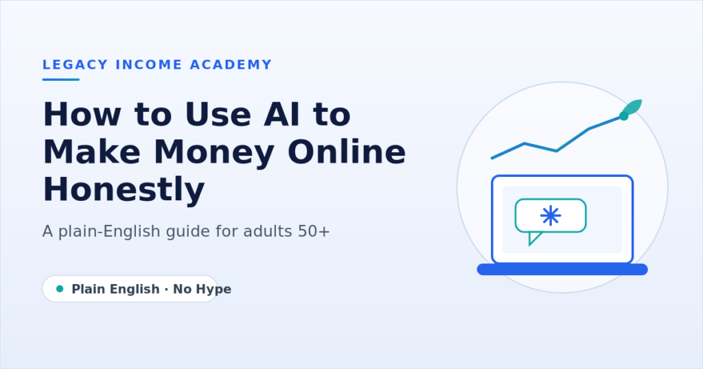 Plain-English guide for adults 50+ on using AI to earn realistic extra income online